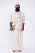 KARAMANA Hand Woven & Hand Block Printed Kasavu Mundu